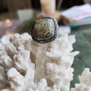 Sterling Silver and Green Jasper Stone Ring